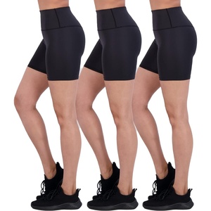image:image3 Pack Ladies Womens Performance Active Biker Short Yoga Bottoms Workout Running Compression Exercise Running Basketball Athletic Pants High Waisted Butt Lift Tummy ControlSet 1XL