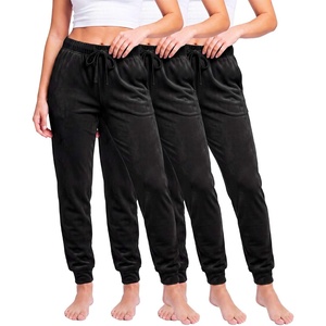 image:image3 Pack Women Velour Velvet Joggers Sweatpants Pants Cozy Lounge Pull OnSolid Black  Solid Black  Solid Black