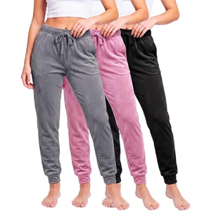 image:image3 Pack Women Velour Velvet Joggers Sweatpants Pants Cozy Lounge Pull OnSolid Black  Solid Cashmere Rose  Solid Quiet Shade