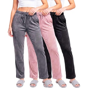 image:image3 Pack Women Velvet Straight Leg Pants Velour Sweatpants Cozy Lounge SoftSolid Black  Solid Cashmere Rose  Solid Quiet Shade