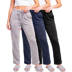 image:image3 Pack Women Velvet Straight Leg Pants Velour Sweatpants Cozy Lounge SoftSolid Black  Solid Navy Blazer  Solid Ultimate Grey