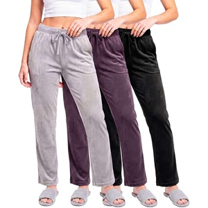image:image3 Pack Women Velvet Straight Leg Pants Velour Sweatpants Cozy Lounge SoftSolid Black  Solid Plum Perfect  Solid Ultimate Grey