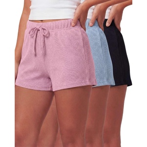 image:image3 Pack Womens Cotton Pajama Shorts Lounge Sleep Comfy Cute Casual Knit PJSolid Black  Solid Ballad Blue  Solid Pale Lilac