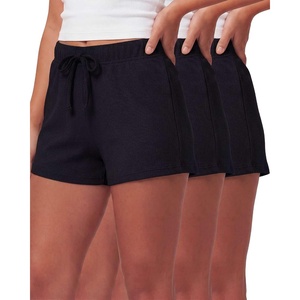 image:image3 Pack Womens Cotton Pajama Shorts Lounge Sleep Comfy Cute Casual Knit PJSolid Black  Solid Black  Solid Black