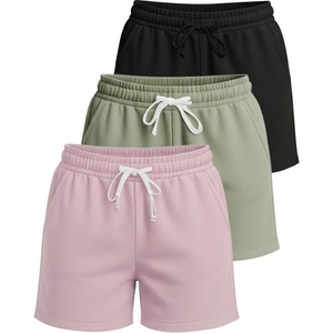 image:image3 Pack Womens Fleece Shorts Lounge Sweat Athletic Casual with Pockets GymSet 7
