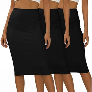 image:image3 Pack Womens Midi Skirts Pencil High Waisted Knee Length Long Slit CurvySet 10