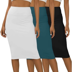 image:image3 Pack Womens Midi Skirts Pencil High Waisted Knee Length Long Slit CurvySet 4