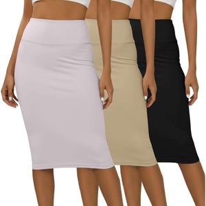 image:image3 Pack Womens Midi Skirts Pencil High Waisted Knee Length Long Slit CurvySet 5