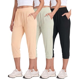 image:image3 Pack Womens Ribbed Capri Joggers Cropped Sweatpants Capris with PocketsSet 7