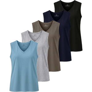 image:image5 Pack Womens Cotton V Neck Tank Tops Sleeveless Camisole Basic Tanks CamiSet 1