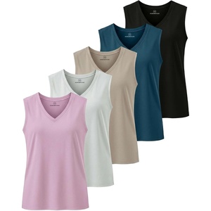 image:image5 Pack Womens Cotton V Neck Tank Tops Sleeveless Camisole Basic Tanks CamiSet 3