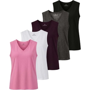 image:image5 Pack Womens Cotton V Neck Tank Tops Sleeveless Camisole Basic Tanks CamiSet 4