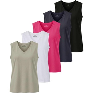 image:image5 Pack Womens Cotton V Neck Tank Tops Sleeveless Camisole Basic Tanks CamiSet 5