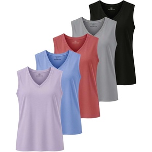 image:image5 Pack Womens Cotton V Neck Tank Tops Sleeveless Camisole Basic Tanks CamiSet 8