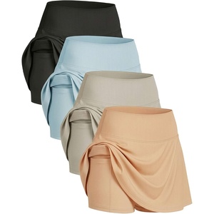 image:imageReal Essentials 4 Pack Womens Ribbed Active Skort Pockets Skirt Running Tennis Golf Workout Sports Available in PlusSet 6