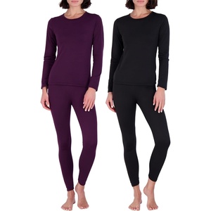 image:imageReal Essentials 4 Piece Womens Thermal Underwear Set  Thermal Underwear for Women Fleece Lined Top amp Bottom Long JohnsSet 2