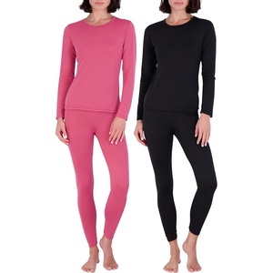 image:imageReal Essentials 4 Piece Womens Thermal Underwear Set  Thermal Underwear for Women Fleece Lined Top amp Bottom Long JohnsSet 5