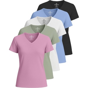 image:imageReal Essentials 5 Pack Womens Short Sleeve Breeze Tech VNeck T Shirt Workout Top Wicking Dry Fit Athletic Tee PlusSet 5
