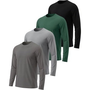 image:image4 Pack Mens Dry Fit Long Sleeve Workout Shirts Gym Athletic Tee FishingSet P