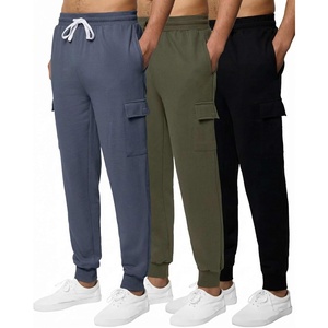 image:image3 Pack Mens Fleece Cargo Joggers Sweatpants Cuffed Athletic Gym PocketsSet 7