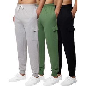 image:image3 Pack Mens Fleece Cargo Joggers Sweatpants Cuffed Athletic Gym PocketsSet 8