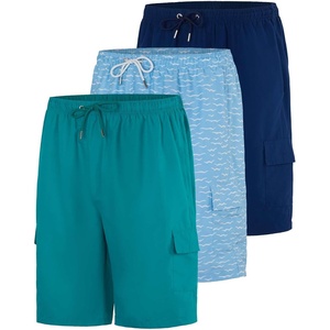 image:image3 Pack Mens Swim Trunks 9 Board Shorts Cargo Pockets Beach Bathing SuitSet 1