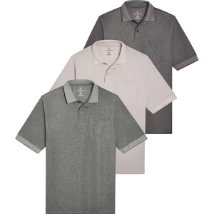 image:image3 Pack Mens Ribbed Polo Shirts Short Sleeve Collared Golf Work Pocket TeeSet 1