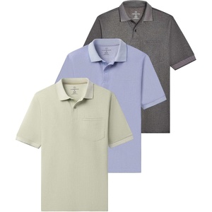 image:image3 Pack Mens Ribbed Polo Shirts Short Sleeve Collared Golf Work Pocket TeeSet 5