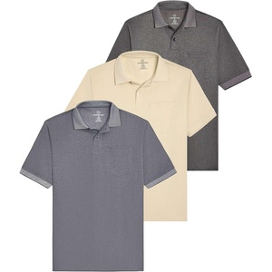 image:image3 Pack Mens Ribbed Polo Shirts Short Sleeve Collared Golf Work Pocket TeeSet 6