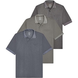 image:image3 Pack Mens Ribbed Polo Shirts Short Sleeve Collared Golf Work Pocket TeeSet 7